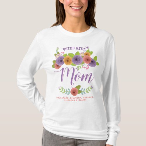 Pretty Floral Voted Best Mom Mothers Day T_Shirt
