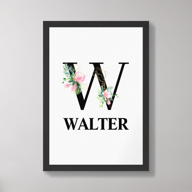 Pretty Floral W alphabet Poster (Framed Front)