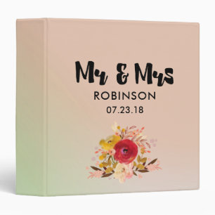 Pretty Floral Watercolor Bouquet Wedding Mr & Mrs Binder