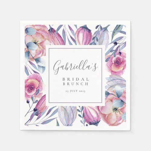 Pretty Floral Watercolor Bridal Brunch Invitation Napkins