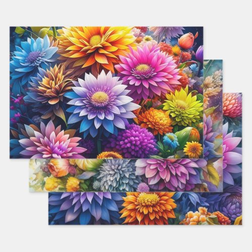 Pretty Floral Watercolor Flowers Ai Art Wrapping Paper Sheets