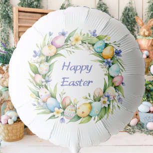 Pretty Floral Watercolor Flowers Eggs Happy Easter Balloon