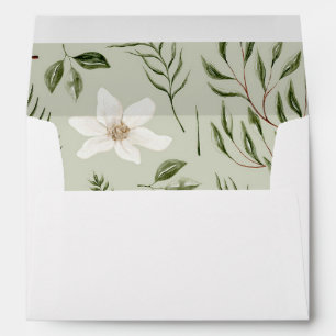 Pretty Floral Watercolor Greenery Gold Pattern Envelope