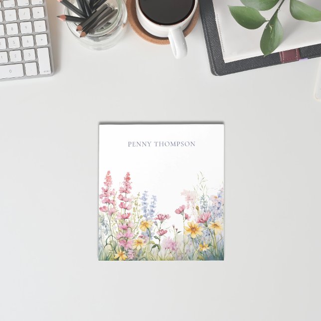 Pretty Floral Watercolor Wildflowers Name Notepad (Creator Uploaded)