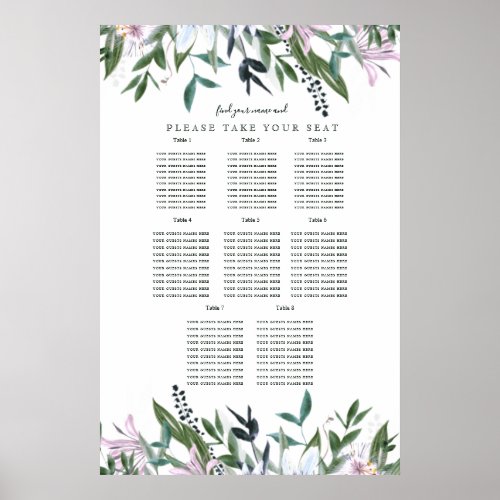 Pretty floral watercolour wildflowers poster