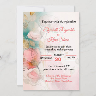 Pretty Floral Wedding Invitation