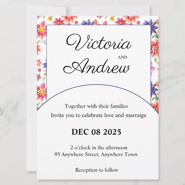 Pretty Floral Wedding Invitation (Front)