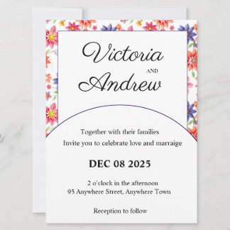 Pretty Floral Wedding Invitation
