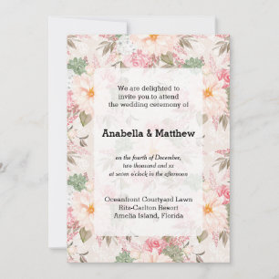 Pretty Floral Wedding Invitation