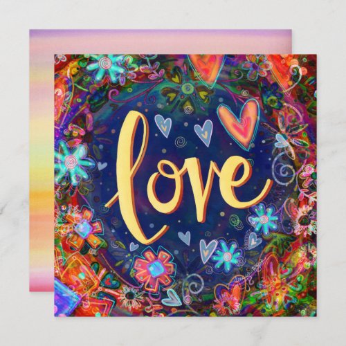 Pretty Floral Whimsical Colorful Love Fun Thank You Card