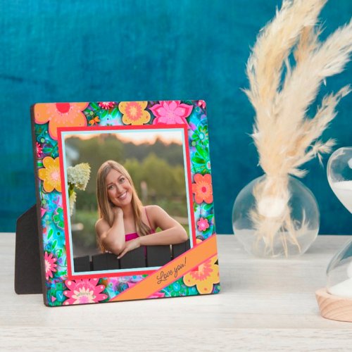 Pretty Floral Whimsical Photo Customized Message Plaque