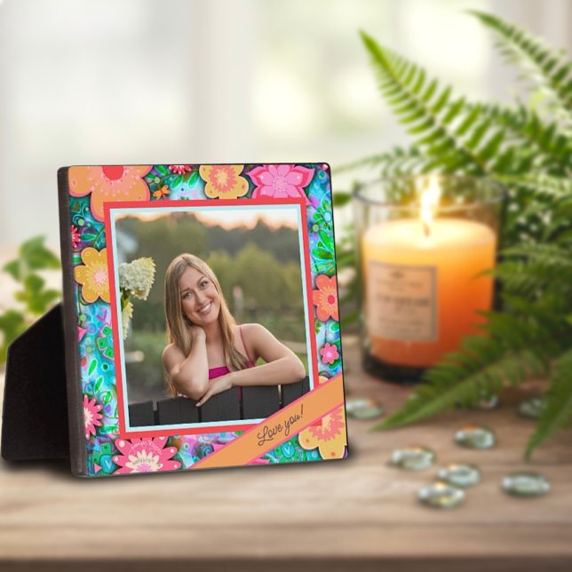 Pretty Floral Whimsical Photo Customized Message Plaque (Creator Uploaded)