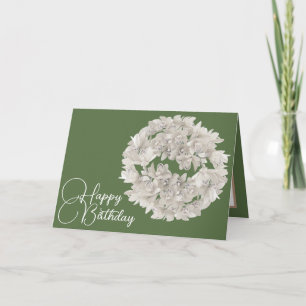 Pretty Floral White Orchid Flower Garland Birthday Card