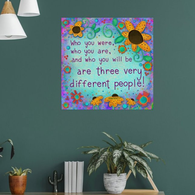 Pretty Floral Who You Are Quote Inspirivity Poster (Creator Uploaded)