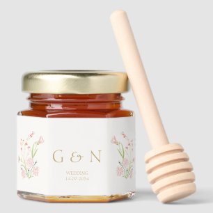Pretty Floral Wildflower Wedding Honey Jar Favors