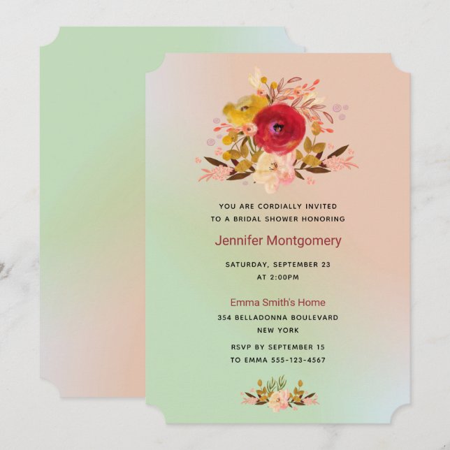 Pretty Floral Wildflowers Bridal Shower Invite (Front/Back)