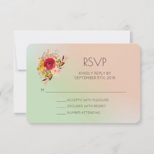 Pretty Floral Wildflowers Watercolor Wedding RSVP (Front)