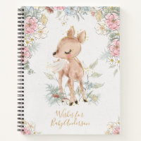 Pretty Floral Woodland Wishes for Baby Guestbook Notebook
