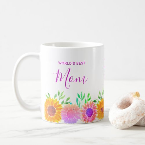 Pretty Floral Worlds Best Mom Mothers Day Coffee Mug