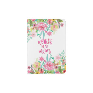 Pretty Floral World's Best Mom Gift Passport Holder