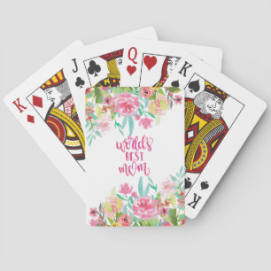 Pretty Floral World's Best Mom Gift Poker Cards