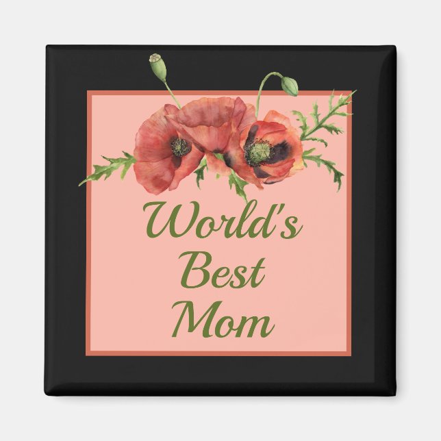 Pretty Floral World's Best Mom  Magnet (Front)