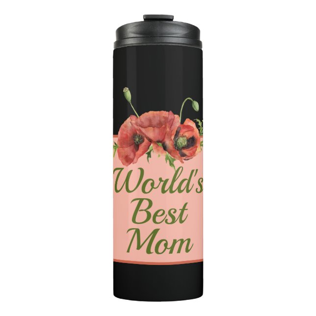 Pretty Floral World's Best Mom  Thermal Tumbler (Front)
