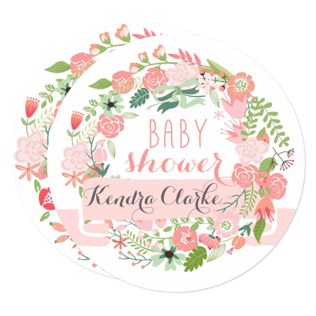 PRETTY FLORAL WREATH | BABY SHOWER INVITATION