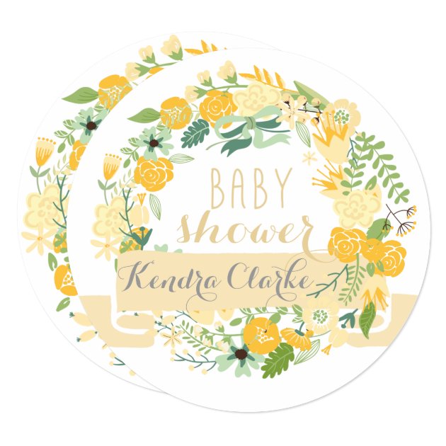 PRETTY FLORAL WREATH | BABY SHOWER INVITATION