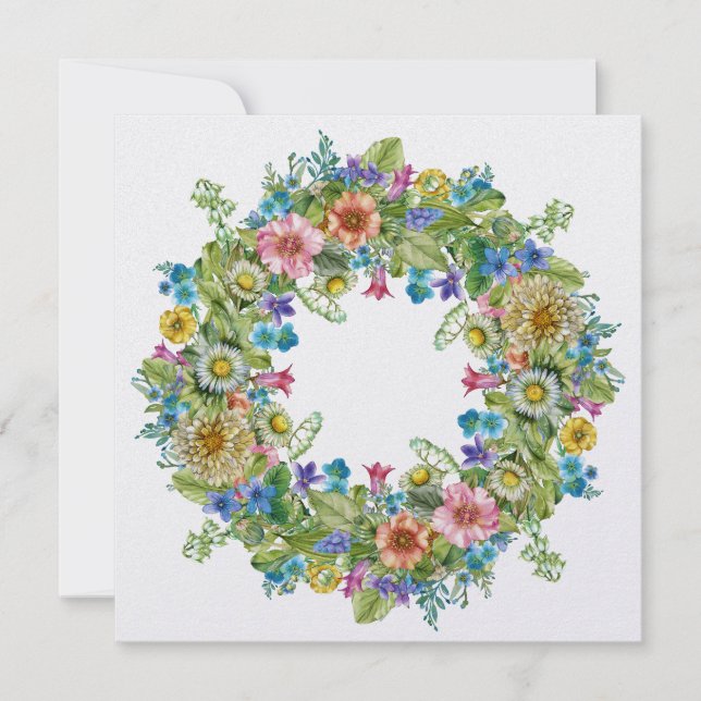 Pretty Floral Wreath Invitation (Front)
