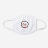 Pretty Floral Wreath Monogram Name White Cotton Face Mask (Front)