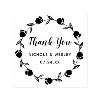 Pretty Floral Wreath | Self-inking Stamp by Orabella at Zazzle