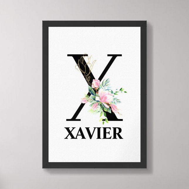 Pretty Floral X alphabet Poster (Framed Front)