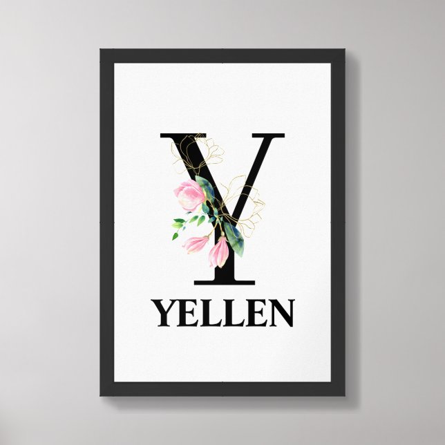 Pretty Floral Y alphabet Poster (Framed Front)