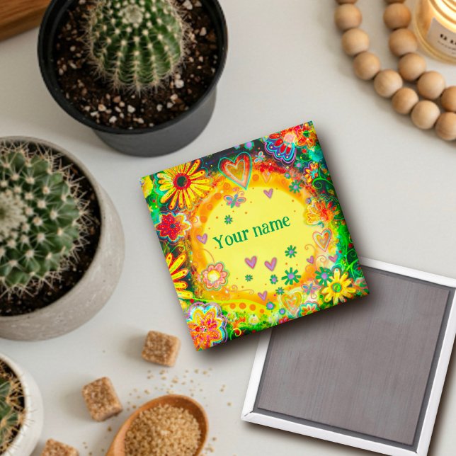 Pretty Floral Yellow Customized Inspirivity Magnet (Creator Uploaded)