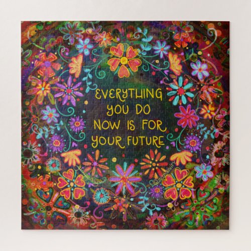 Pretty Floral Your Future Quote Inspirivity Jigsaw Puzzle