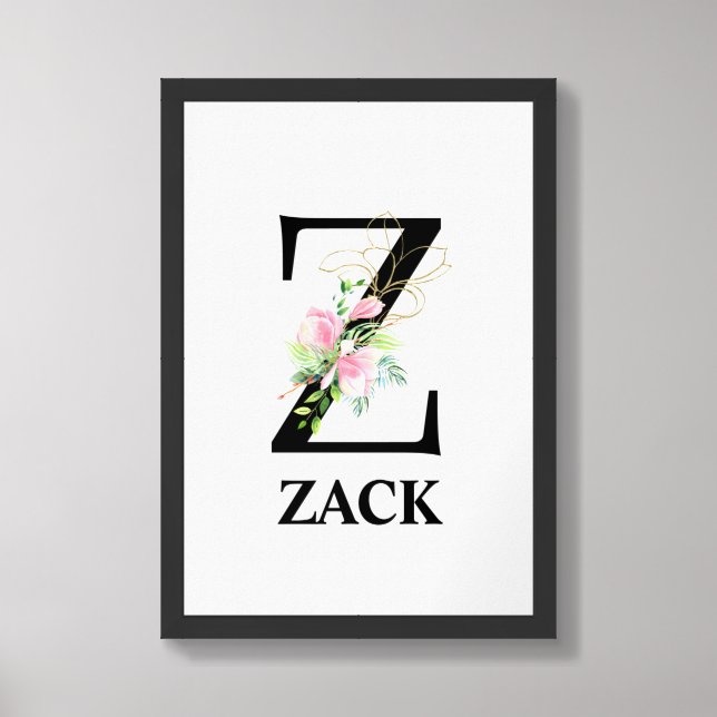 Pretty Floral Z alphabet Poster (Framed Front)