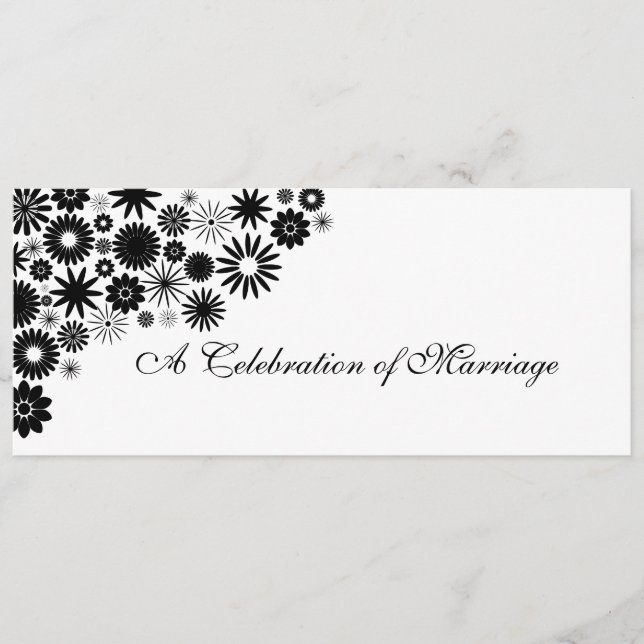 Pretty Florals Black Wedding Program (Front)