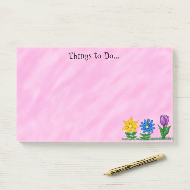 Pretty Florals Personalized Pink Post It Note Pads (On Desk)