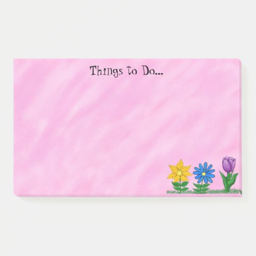 Pretty Florals Personalized Pink Post It Note Pads