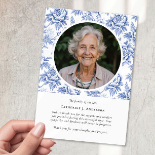 Pretty Florals Photo Sympathy Funeral Memorial Thank You Card