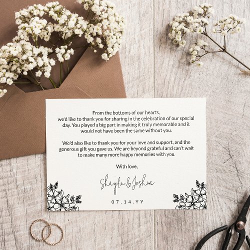 Pretty Florals Photo Wedding Small Thank You