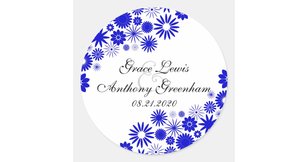 Pretty Florals Royal Blue Stickers | Zazzle