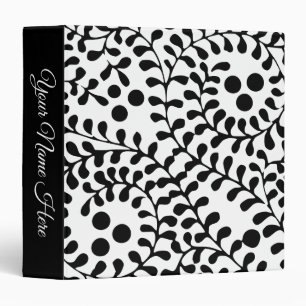 Pretty Flourished Black and White Print 3 Ring Binder