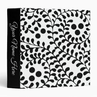 Pretty Flourished Black and White Print 3 Ring Binder