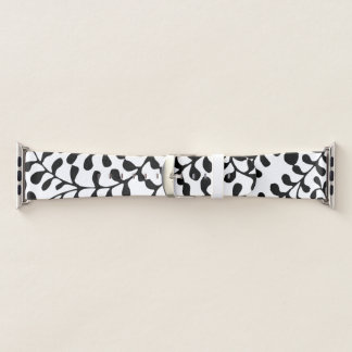 Pretty Flourished Black and White Print Apple Watch Band