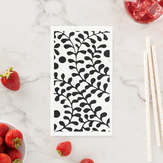 Pretty Flourished Black and White Print Paper Guest Towels (Insitu)