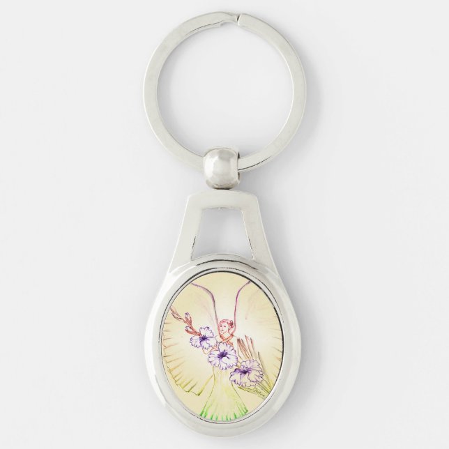 Pretty Flower Angel Keychain (Front)