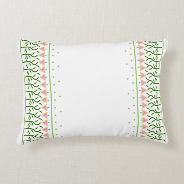 Pretty flower art border of stylised tulips accent pillow (Front)