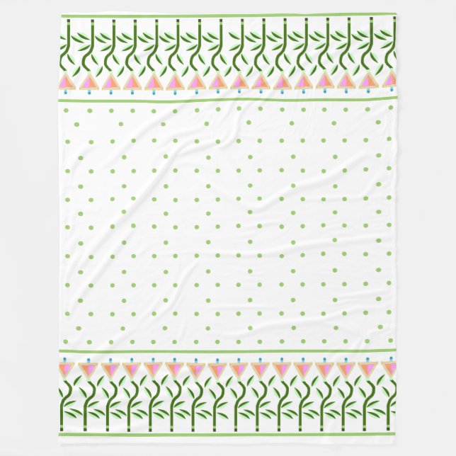 Pretty flower art border of stylised tulips fleece blanket (Front)